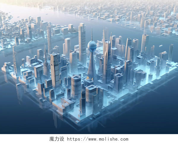 科技AI科技城市三维城市城市建设背景
